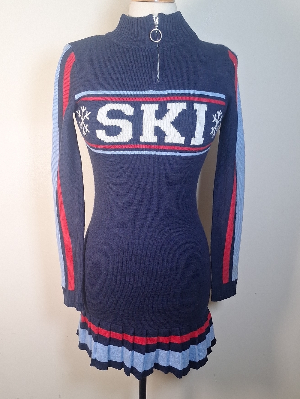 Freshman 1996 Pleated Knit Mini Ski Dress Size XS